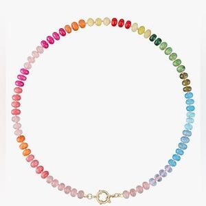 Rainbow colorful natural crystal gemstone choker necklace jewelry
